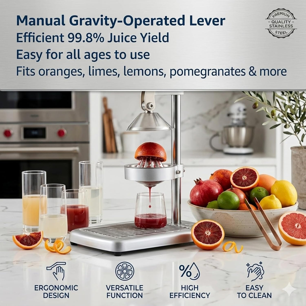 Lemon Squeezer Hand Press Juicer, Heavy Duty Manual Citrus Juicer