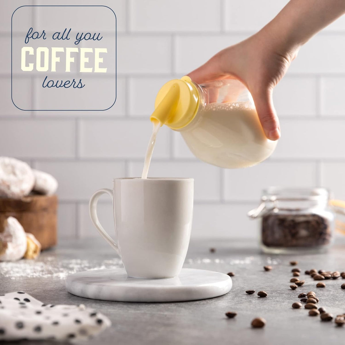 16 oz Glass Milk Bottle with Lid and Pour Spout – Small Glass Creamer Container for Refrigerator – Airtight Pint Milk Bottle for Coffee, Tea, and Liquid Storage