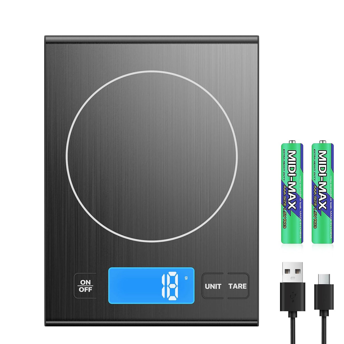 33lb Rechargeable Food Scale, 304 Stainless Steel Kitchen Scale