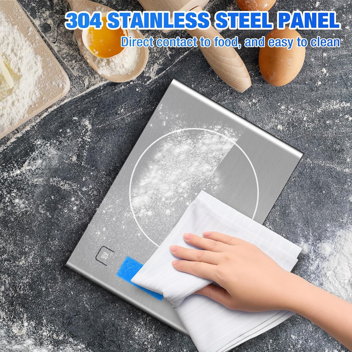 33lb Rechargeable Food Scale, 304 Stainless Steel Kitchen Scale