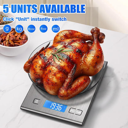 33lb Rechargeable Food Scale, 304 Stainless Steel Kitchen Scale