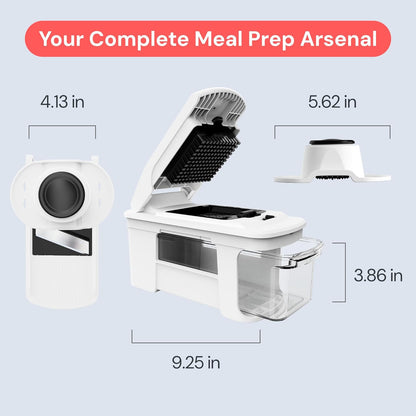 Pro XL Vegetable Chopper & Mandoline Slicer w Pull-Out Catch Tray | 4 in 1 Veggie, Onion & Fruit Slicer, Dicer & Grater with Sharp Stainless Steel Blades - XL Food Prep Set (White)