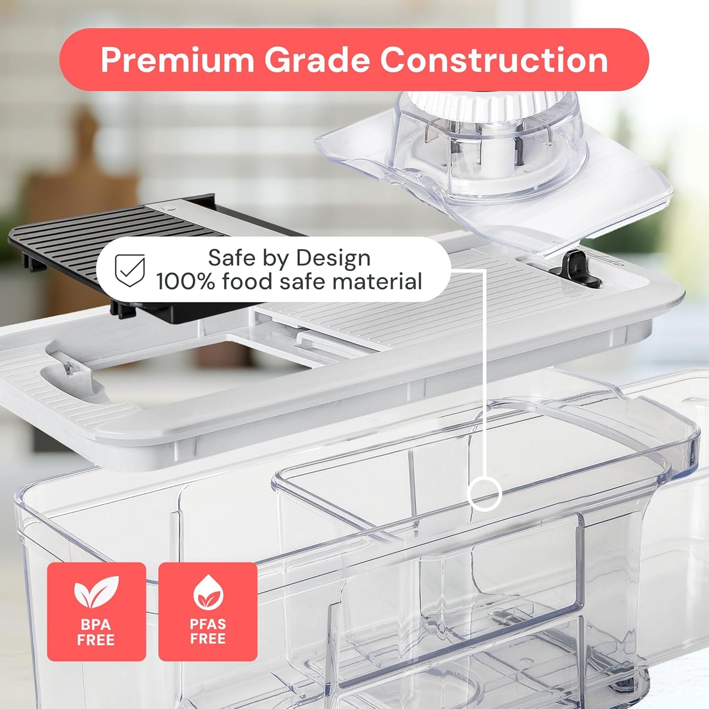 Pro XL Vegetable Chopper & Mandoline Slicer w Pull-Out Catch Tray | 4 in 1 Veggie, Onion & Fruit Slicer, Dicer & Grater with Sharp Stainless Steel Blades - XL Food Prep Set (White)