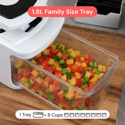 Pro XL Vegetable Chopper & Mandoline Slicer w Pull-Out Catch Tray | 4 in 1 Veggie, Onion & Fruit Slicer, Dicer & Grater with Sharp Stainless Steel Blades - XL Food Prep Set (White)