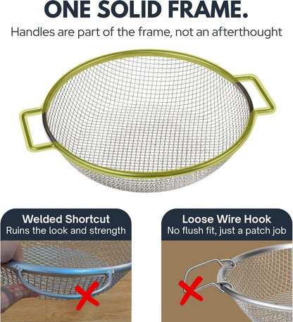 Round Soil Sifter, 1/4-inch Stainless Steel Sieve with Handles