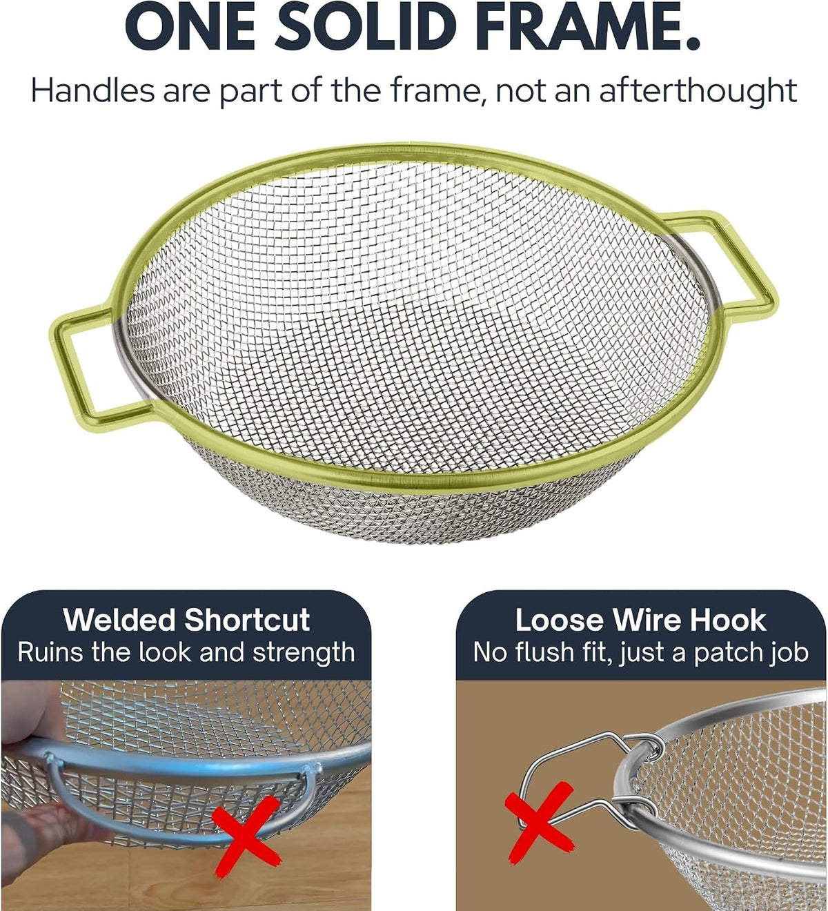 Round Soil Sifter, 1/4-inch Stainless Steel Sieve with Handles