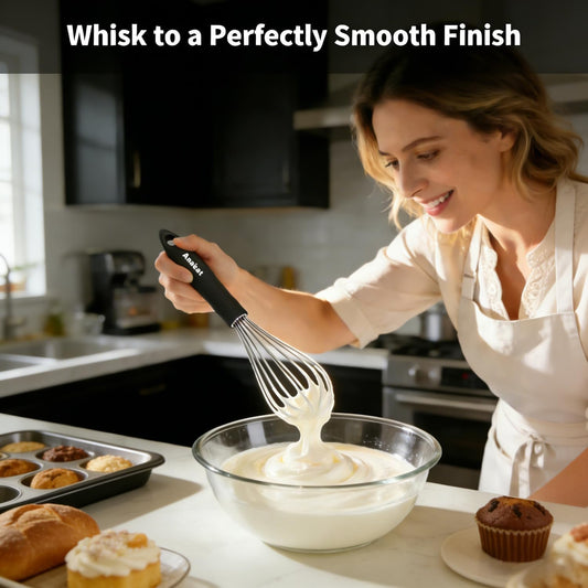 3 Packs Stainless Steel Whisk Set - Balloon Whisk, Thick Stainless Steel Wire ＆ Strong Handles, Egg Beater for Cooking, Blending, Whisking, Beating and Stirring (9"+11"+12")