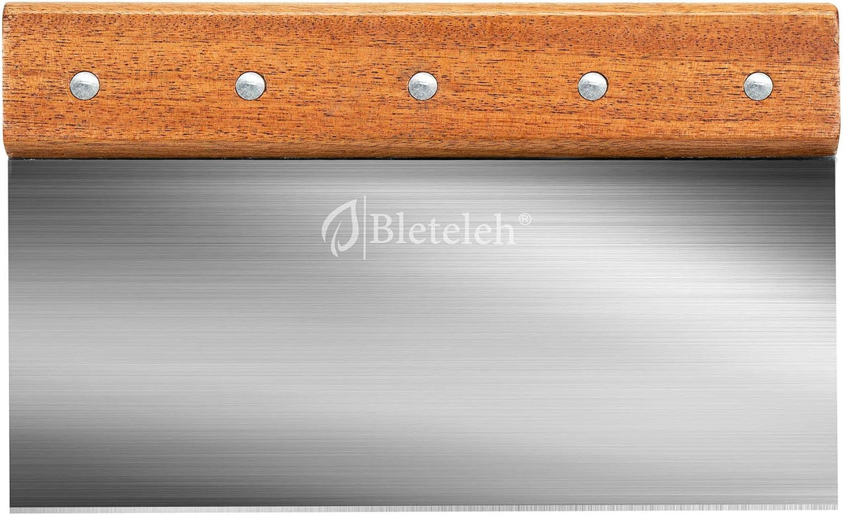 Bench Scraper Dough Cutter Stainless Steel 8-Inch Wood Handle