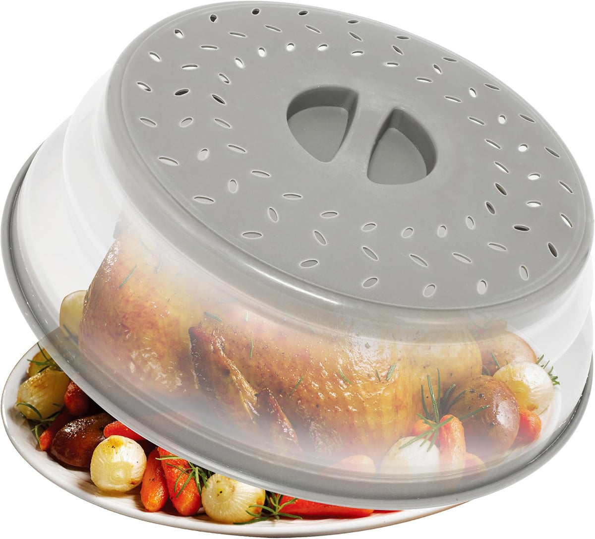 3 Pack Collapsible Microwave Food Covers, Splatter Guard,Vented Microwave Lid for Food, BPA free TPR, Dishwasher safe,Gray，Large, Medium, Small