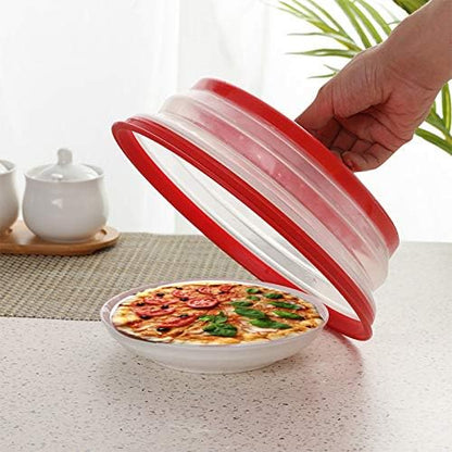 3 Pack Collapsible Microwave Food Covers, Splatter Guard,Vented Microwave Lid for Food, BPA free TPR, Dishwasher safe,Gray，Large, Medium, Small