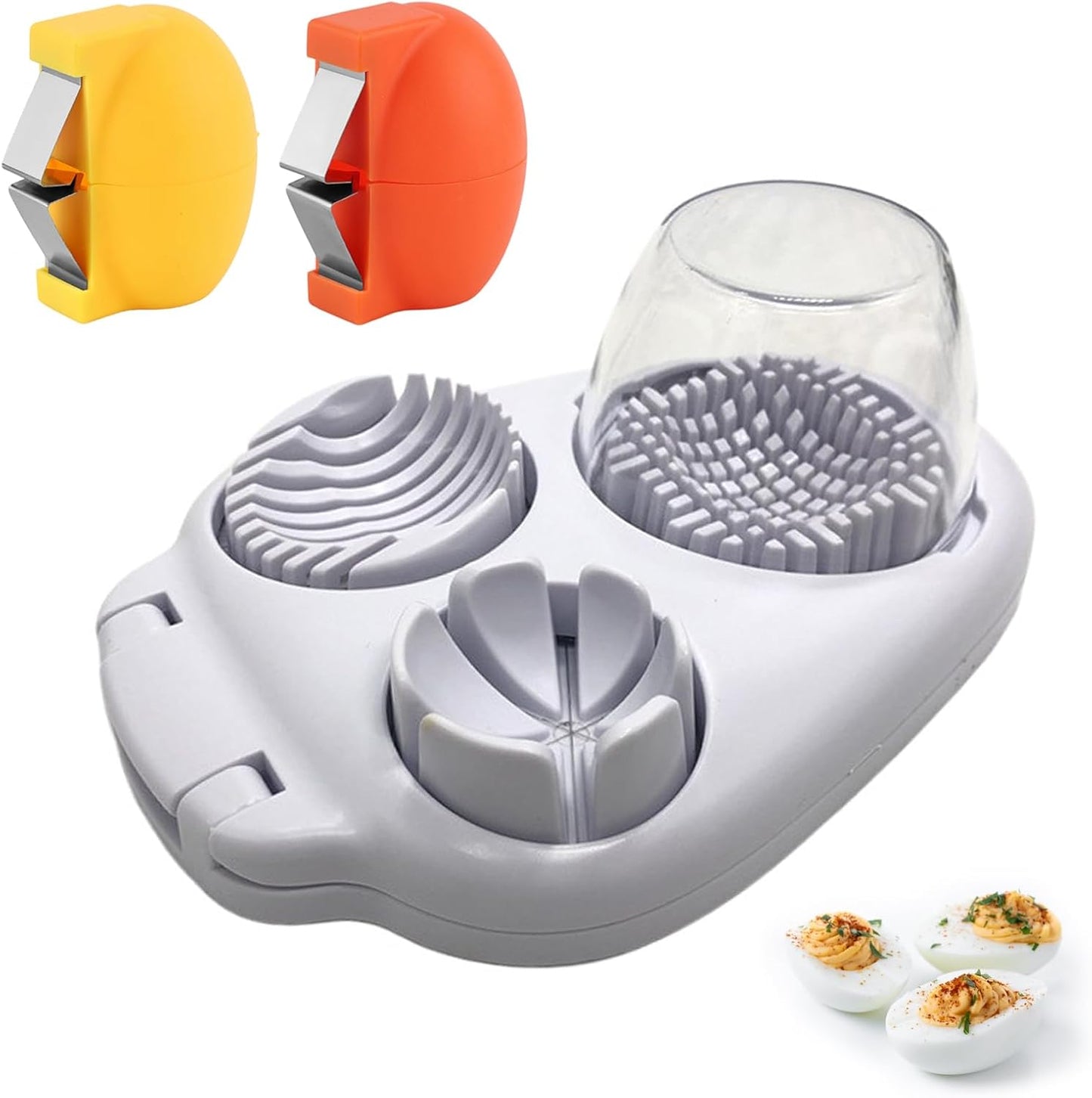 3-in-1 Egg Slicer Cutter, Stainless Steel Egg Dicer with 3 Modes | Multi-Function Egg Slicer with 2 Shell Openers, Ideal for Slicing Eggs, Strawberries, Grapes,Mushrooms and Kitchen Prep