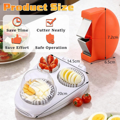 3-in-1 Egg Slicer Cutter, Stainless Steel Egg Dicer with 3 Modes | Multi-Function Egg Slicer with 2 Shell Openers, Ideal for Slicing Eggs, Strawberries, Grapes,Mushrooms and Kitchen Prep