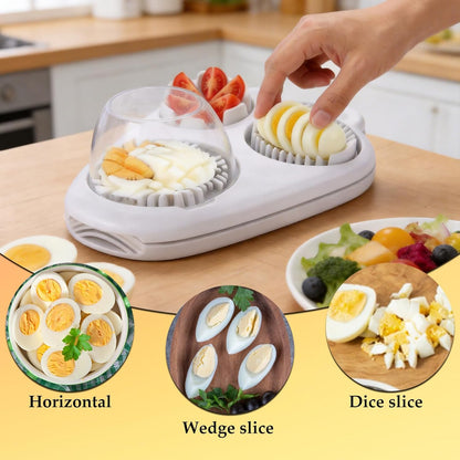 3-in-1 Egg Slicer Cutter, Stainless Steel Egg Dicer with 3 Modes | Multi-Function Egg Slicer with 2 Shell Openers, Ideal for Slicing Eggs, Strawberries, Grapes,Mushrooms and Kitchen Prep