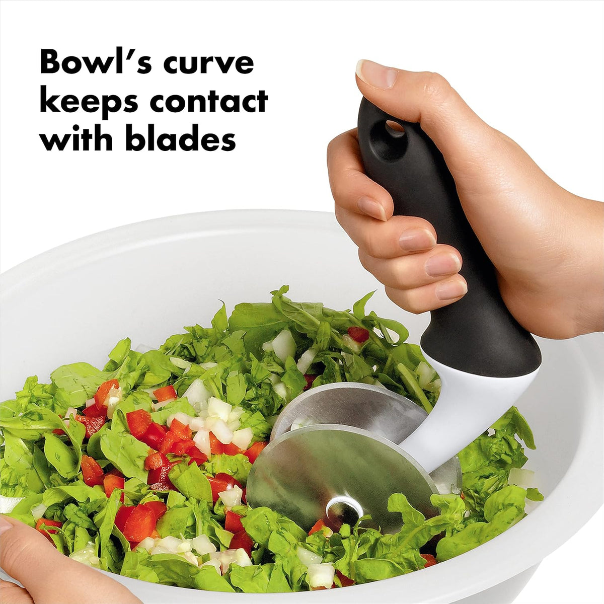 Good Grips Salad Chopper & Bowl, 12.5 x 5.5 x 12.5 inches, White & Good Grips Salad Spinner, Large