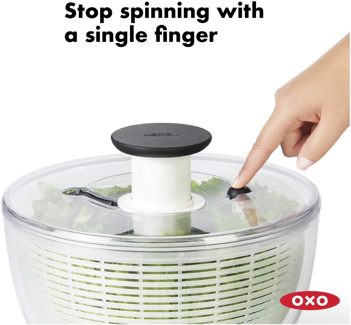 Good Grips Salad Chopper & Bowl, 12.5 x 5.5 x 12.5 inches, White & Good Grips Salad Spinner, Large