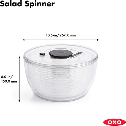 Good Grips Salad Chopper & Bowl, 12.5 x 5.5 x 12.5 inches, White & Good Grips Salad Spinner, Large