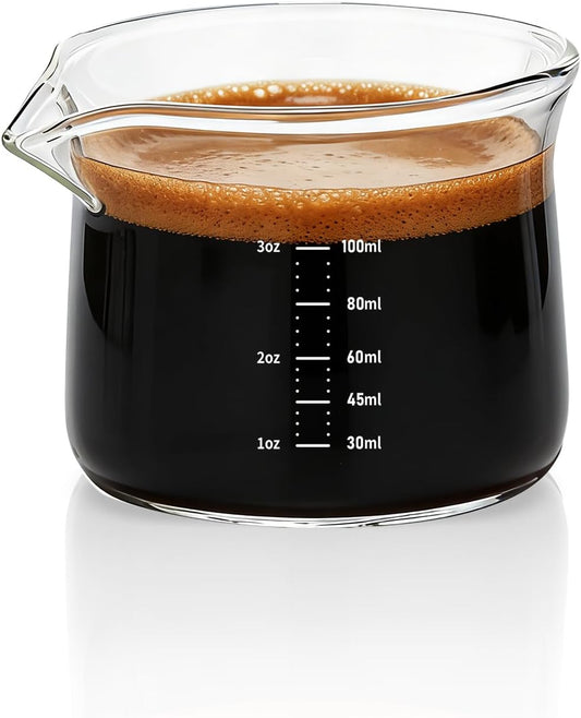 3OZ Espresso Cup 100ML Shot Glass Measuring Cup, Small Clear Graduated Beaker with Precise Markings,Heat-Resistant Borosilicate Glass for Kitchen Baking, Lab Experiments