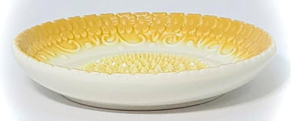 Premium Ceramic Garlic Grater Plate Set - Yellow Embossed