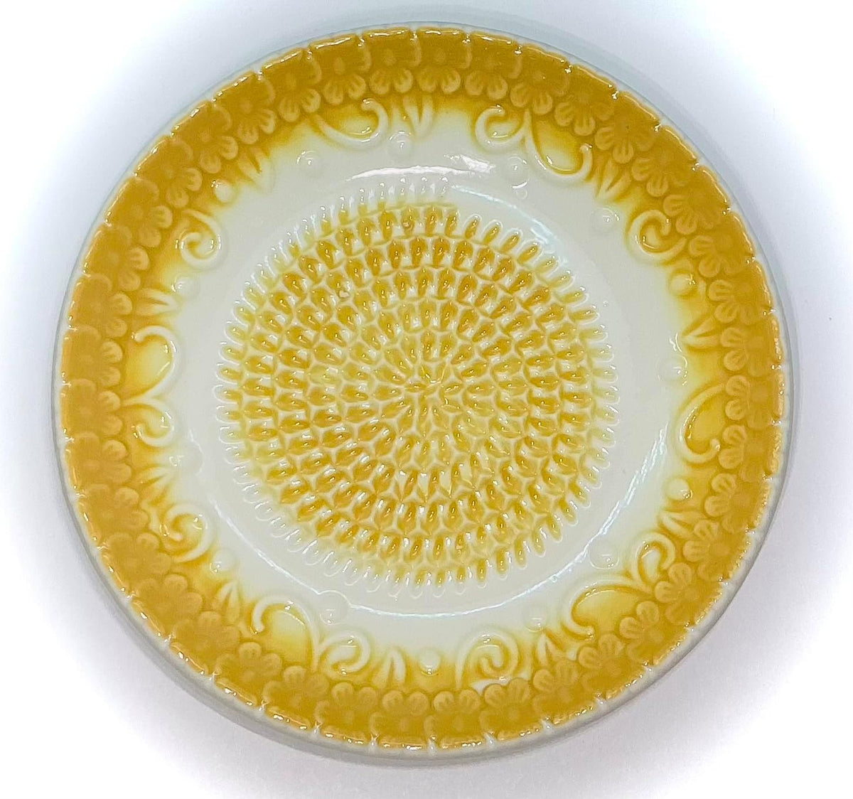 Premium Ceramic Garlic Grater Plate Set - Yellow Embossed