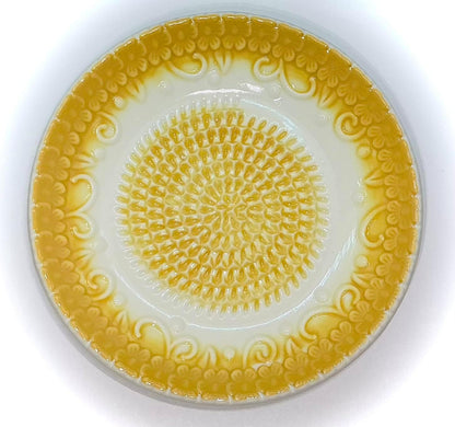 Premium Ceramic Garlic Grater Plate Set - Yellow Embossed