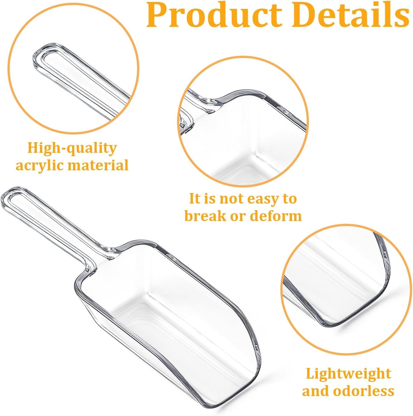 12 Pcs Mini Acrylic Plastic Kitchen Scoops 4.3" Multi Purpose Ice Scoops Acrylic Scoop for Canisters for Christmas Popcorn Food Ice Cream Dessert Canisters Jars Buffet Kitchen Bar Wedding Party