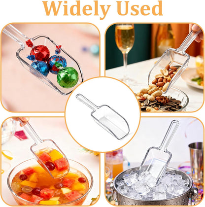 12 Pcs Mini Acrylic Plastic Kitchen Scoops 4.3" Multi Purpose Ice Scoops Acrylic Scoop for Canisters for Christmas Popcorn Food Ice Cream Dessert Canisters Jars Buffet Kitchen Bar Wedding Party