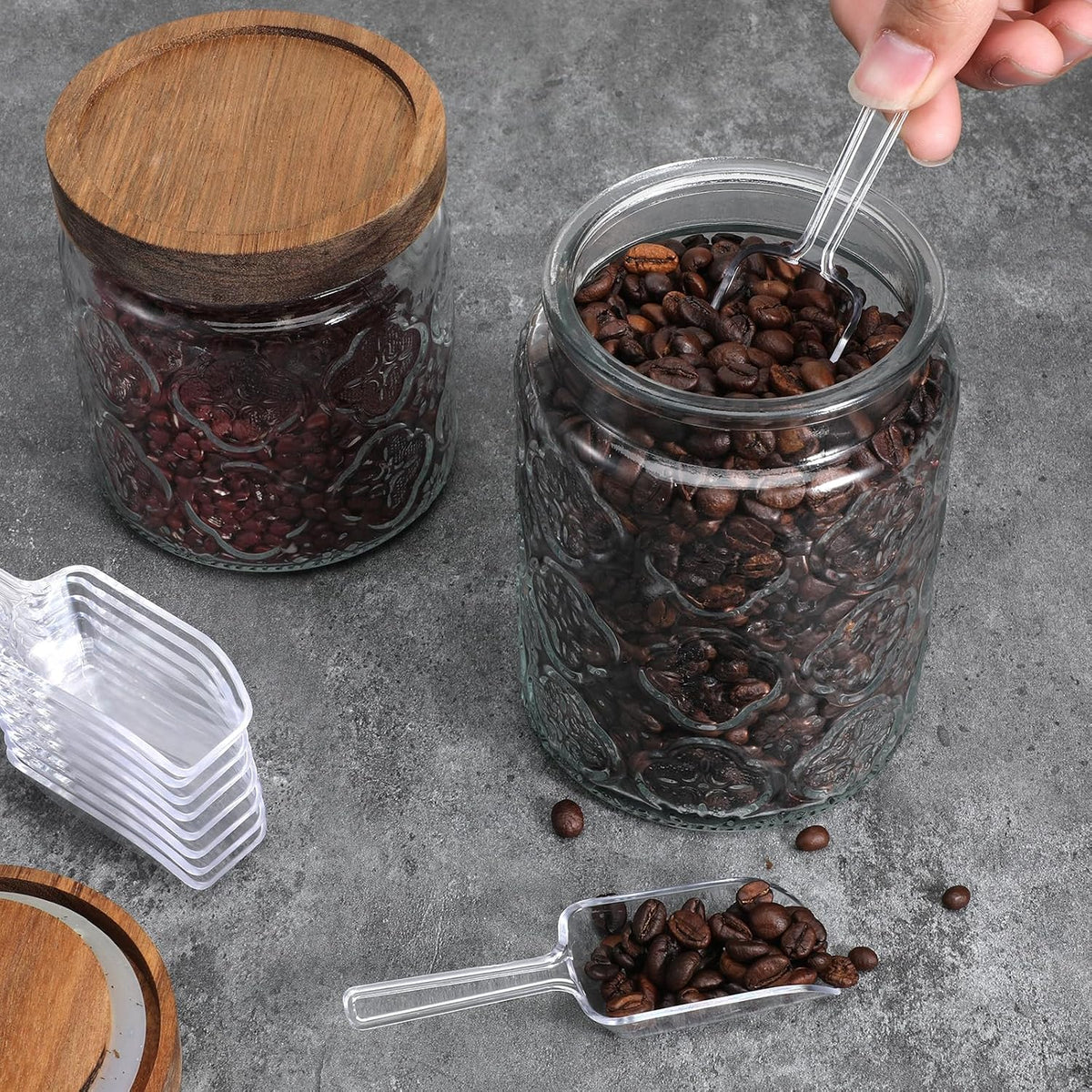 12 Pcs Mini Acrylic Plastic Kitchen Scoops 4.3" Multi Purpose Ice Scoops Acrylic Scoop for Canisters for Christmas Popcorn Food Ice Cream Dessert Canisters Jars Buffet Kitchen Bar Wedding Party