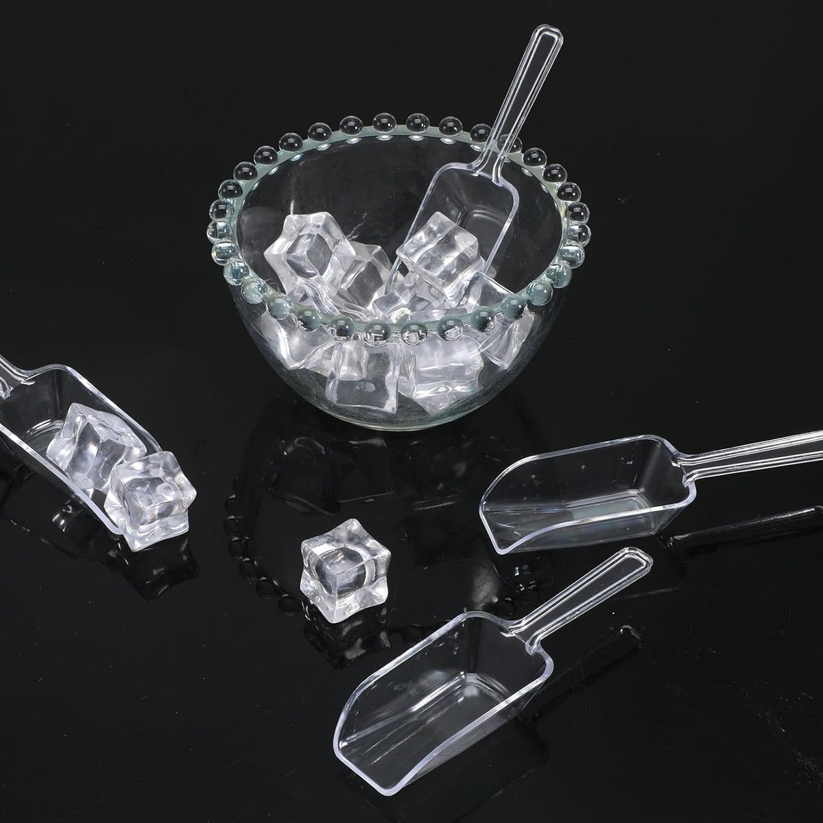 12 Pcs Mini Acrylic Plastic Kitchen Scoops 4.3" Multi Purpose Ice Scoops Acrylic Scoop for Canisters for Christmas Popcorn Food Ice Cream Dessert Canisters Jars Buffet Kitchen Bar Wedding Party