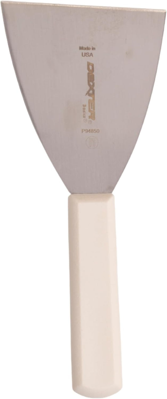 Basics 4” Stiff Scraper – P94850, Heavy-Duty Stainless Steel Blade with Ergonomic Polypropylene Handle, 8.5” Overall Length, NSF Certified, Made in USA