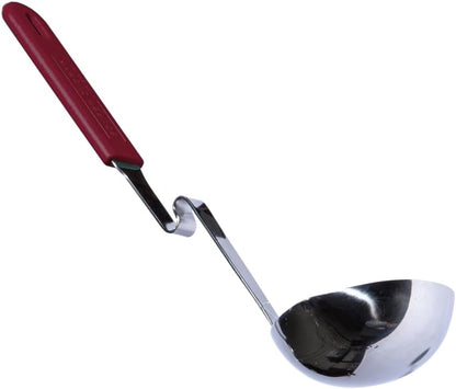 + Lori Greiner No Mess Stainless Steel Soup Ladle with Silicone Handle - Metal Soup Ladle with No Mess Design That Hooks on Side of Any Pot - Cranberry