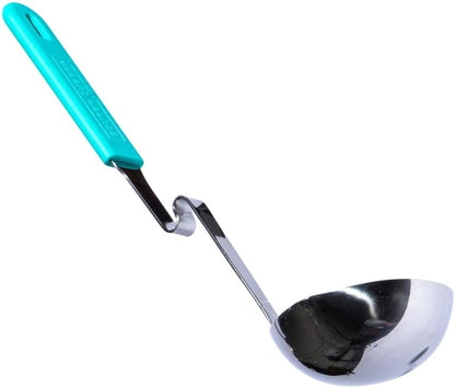 + Lori Greiner No Mess Stainless Steel Soup Ladle with Silicone Handle - Metal Soup Ladle with No Mess Design That Hooks on Side of Any Pot - Cranberry