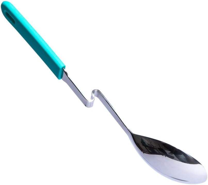+ Lori Greiner No Mess Stainless Steel Soup Ladle with Silicone Handle - Metal Soup Ladle with No Mess Design That Hooks on Side of Any Pot - Cranberry
