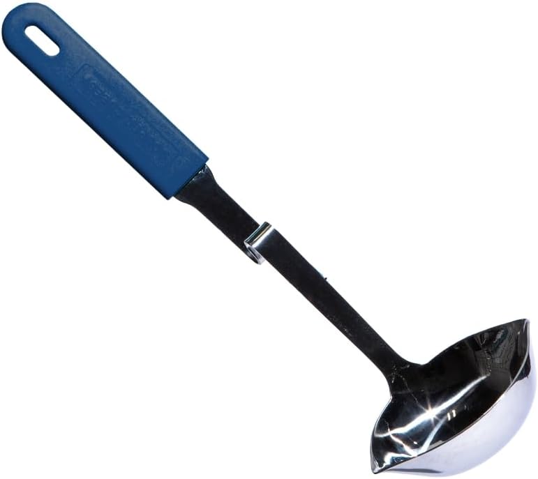 + Lori Greiner No Mess Stainless Steel Soup Ladle with Silicone Handle - Metal Soup Ladle with No Mess Design That Hooks on Side of Any Pot - Cranberry