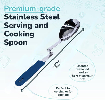 + Lori Greiner No Mess Stainless Steel Soup Ladle with Silicone Handle - Metal Soup Ladle with No Mess Design That Hooks on Side of Any Pot - Cranberry