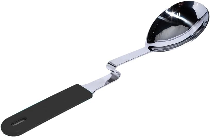 + Lori Greiner No Mess Stainless Steel Soup Ladle with Silicone Handle - Metal Soup Ladle with No Mess Design That Hooks on Side of Any Pot - Cranberry