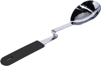 + Lori Greiner No Mess Stainless Steel Soup Ladle with Silicone Handle - Metal Soup Ladle with No Mess Design That Hooks on Side of Any Pot - Cranberry