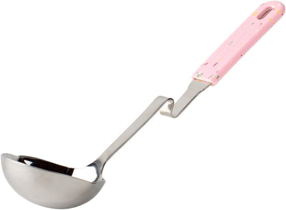 + Lori Greiner No Mess Stainless Steel Soup Ladle with Silicone Handle - Metal Soup Ladle with No Mess Design That Hooks on Side of Any Pot - Cranberry