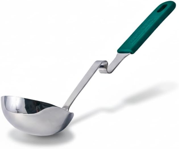 + Lori Greiner No Mess Stainless Steel Soup Ladle with Silicone Handle - Metal Soup Ladle with No Mess Design That Hooks on Side of Any Pot - Cranberry