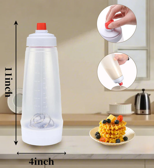 Pancake Batter Dispenser,Pancake Batter Dispenser Bottle with Whisk Ball and Stand Base, Batter Mixer and Dispenser for Pancakes, Crepes, Waffle,Kitchen Baking Tool 2 Packs