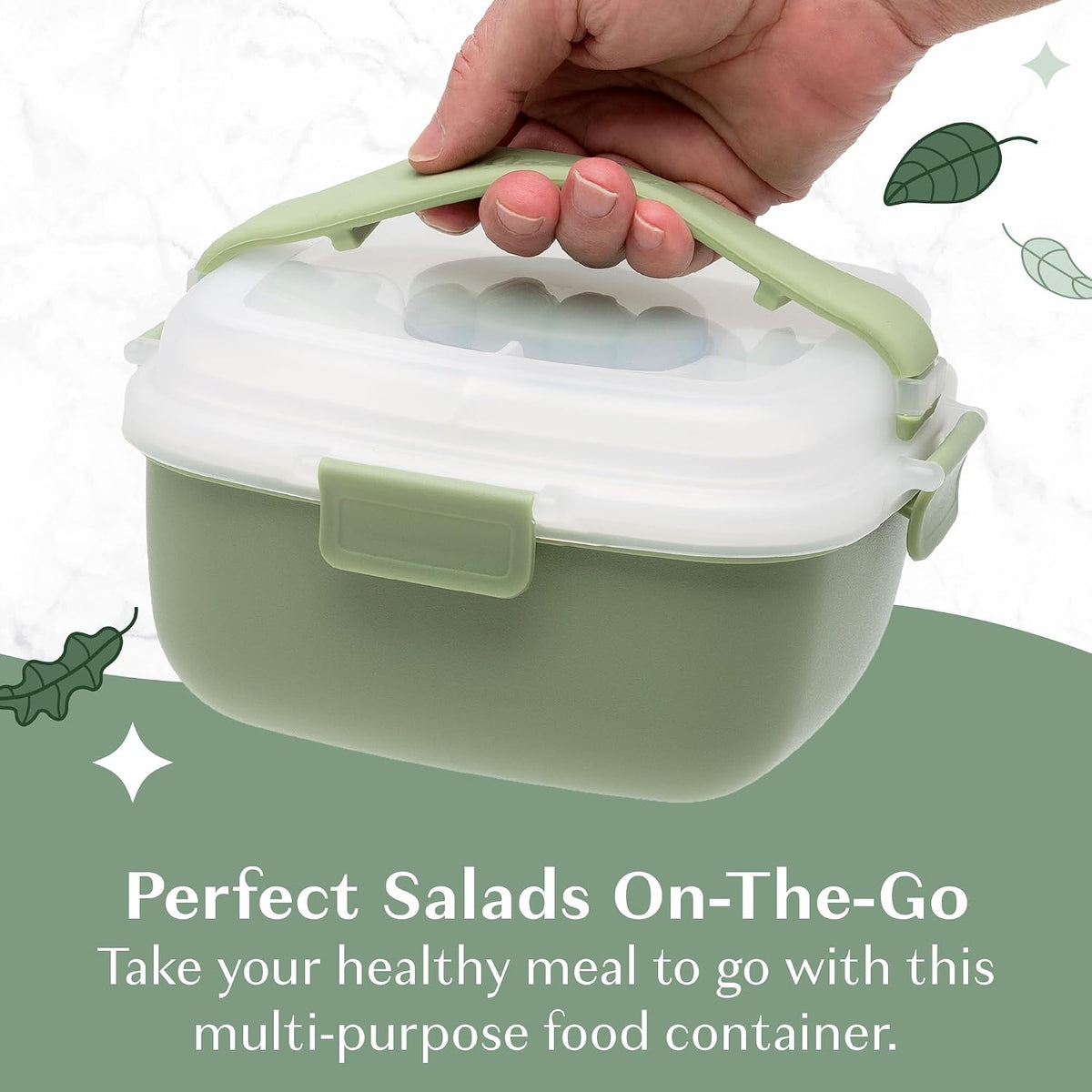 Stackable Lunch Box Container, Bento Style Food Storage with Removeable Compartments for Sandwich, Snacks, Toppings & Dressing, Leak-Proof and Made without BPA, 56-Ounce, Teal