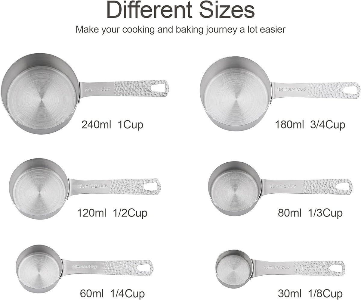 Measuring Cups and Spoons Set 14, Copper Measuring Cups and Spoons Set for Dry & Liquid, Metric & US Stainless Steel 6 Measure Cups and 7 Spoons Set w/Leveler for Kitchen & Baking