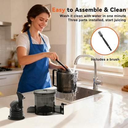 Cold Press Juicer Machines, Masticating Juicer with High Juice Yield, Reverse Function, Stops Oxidation and Easy to Clean for Vegetables & Fruits, Black