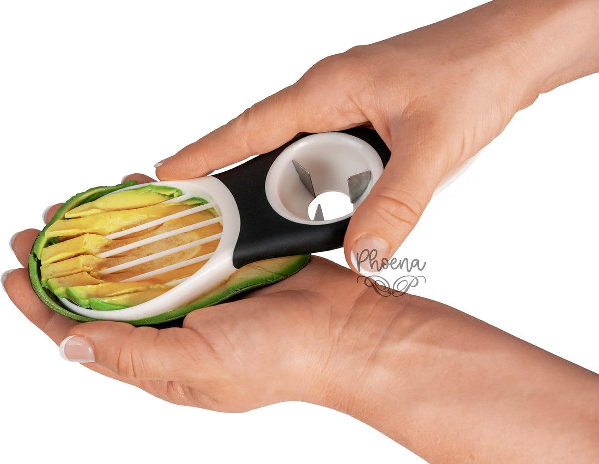 Avocado Fruit Slicer Pitter 3 in 1 Banana Dragon Fruit Peach Pear Passionfruit White & Black Kitchen Gadget Tool Comfortable to Grip Core Remover Food Safe Fruit & Vegetable