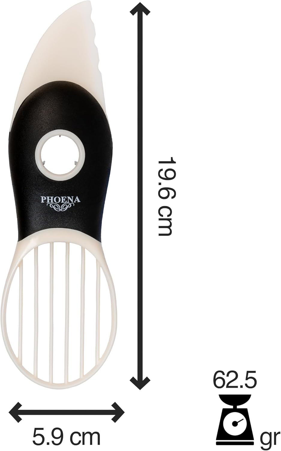 Avocado Fruit Slicer Pitter 3 in 1 Banana Dragon Fruit Peach Pear Passionfruit White & Black Kitchen Gadget Tool Comfortable to Grip Core Remover Food Safe Fruit & Vegetable