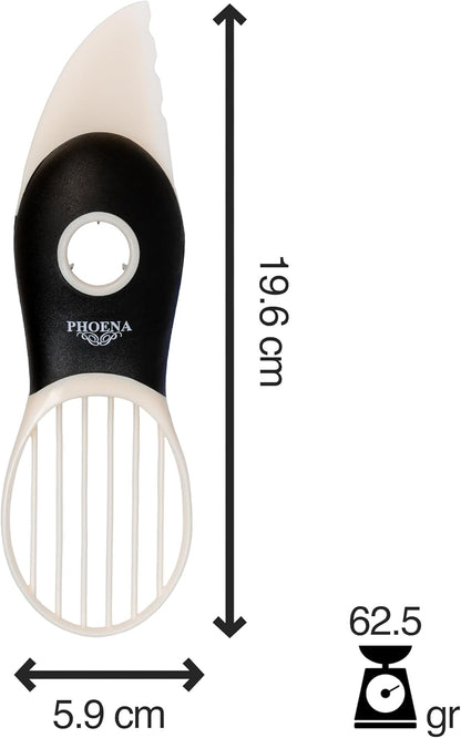 Avocado Fruit Slicer Pitter 3 in 1 Banana Dragon Fruit Peach Pear Passionfruit White & Black Kitchen Gadget Tool Comfortable to Grip Core Remover Food Safe Fruit & Vegetable