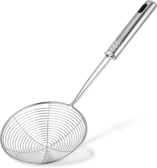 Steel Spider Strainer Skimmer Ladle, Spoon Spider Skimmers Kitchen Gadgets Wire Pasta Strainer for Kitchen Cooking and Frying