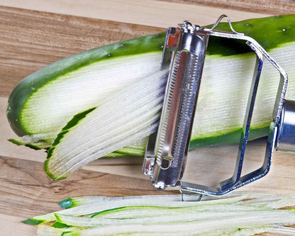 Julienne Vegetable Peeler, Cutter and Slicer is Perfect for Making Potato, Carrot, Zucchini or Butternut Squash Noodles. Includes a Free Cleaning Brush and has a Dual Blade Feature. Enhance Your Kitchen Experience Now!