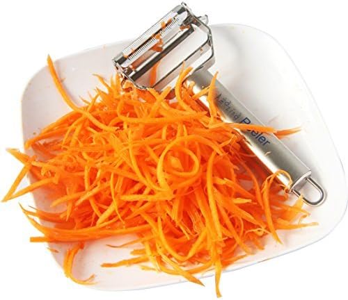 Julienne Vegetable Peeler, Cutter and Slicer is Perfect for Making Potato, Carrot, Zucchini or Butternut Squash Noodles. Includes a Free Cleaning Brush and has a Dual Blade Feature. Enhance Your Kitchen Experience Now!