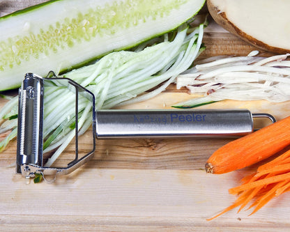 Julienne Vegetable Peeler, Cutter and Slicer is Perfect for Making Potato, Carrot, Zucchini or Butternut Squash Noodles. Includes a Free Cleaning Brush and has a Dual Blade Feature. Enhance Your Kitchen Experience Now!