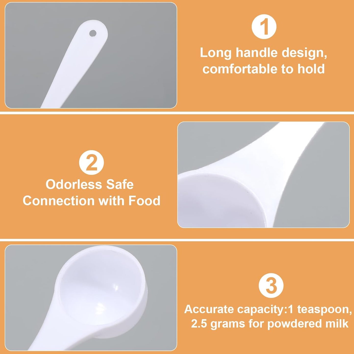 200 Pcs Teaspoon Measuring Spoons Bulk Reusable Plastic Scoop Measuring Spoons Long Handle Plastic Scoop for Cosmetics Coffee Sugar Spices Protein((5 ml / 5 cc/ 1 Tsp)